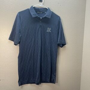 Travis Mathew Polo Shirt SZ M Blue Stretch Golf Performance Laurel Oak Sarasota